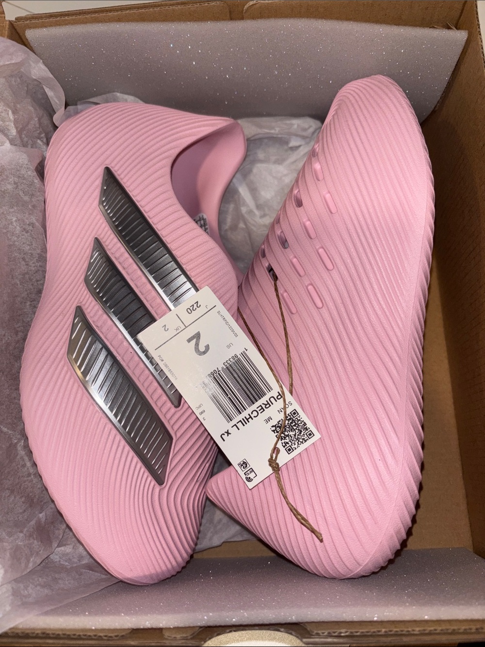 adidas Pink Slip-On Athletic Sneakers with Silver Stripes